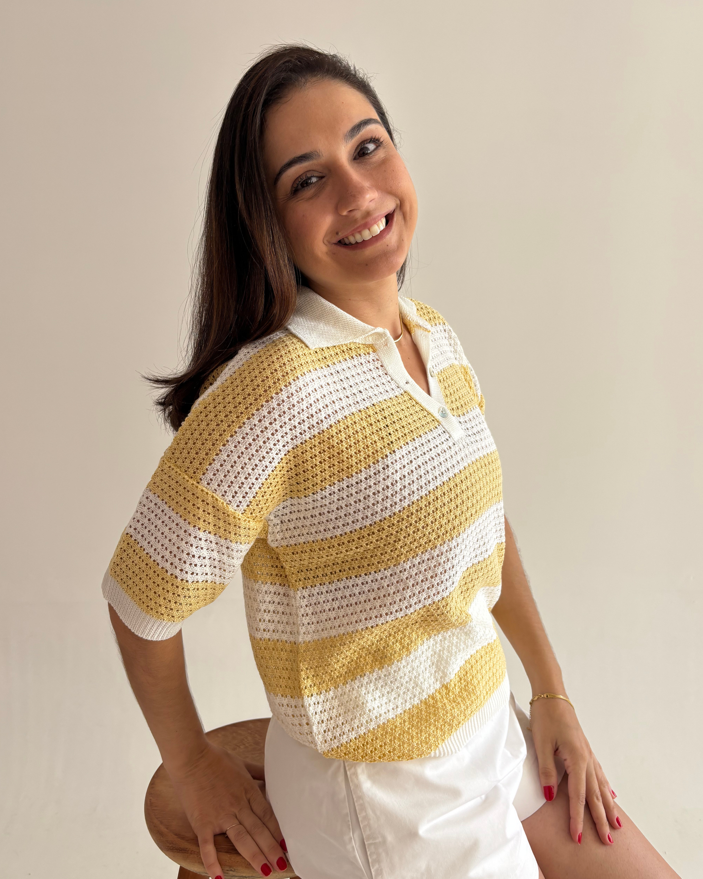 Blusa tricot gola listras Joana
