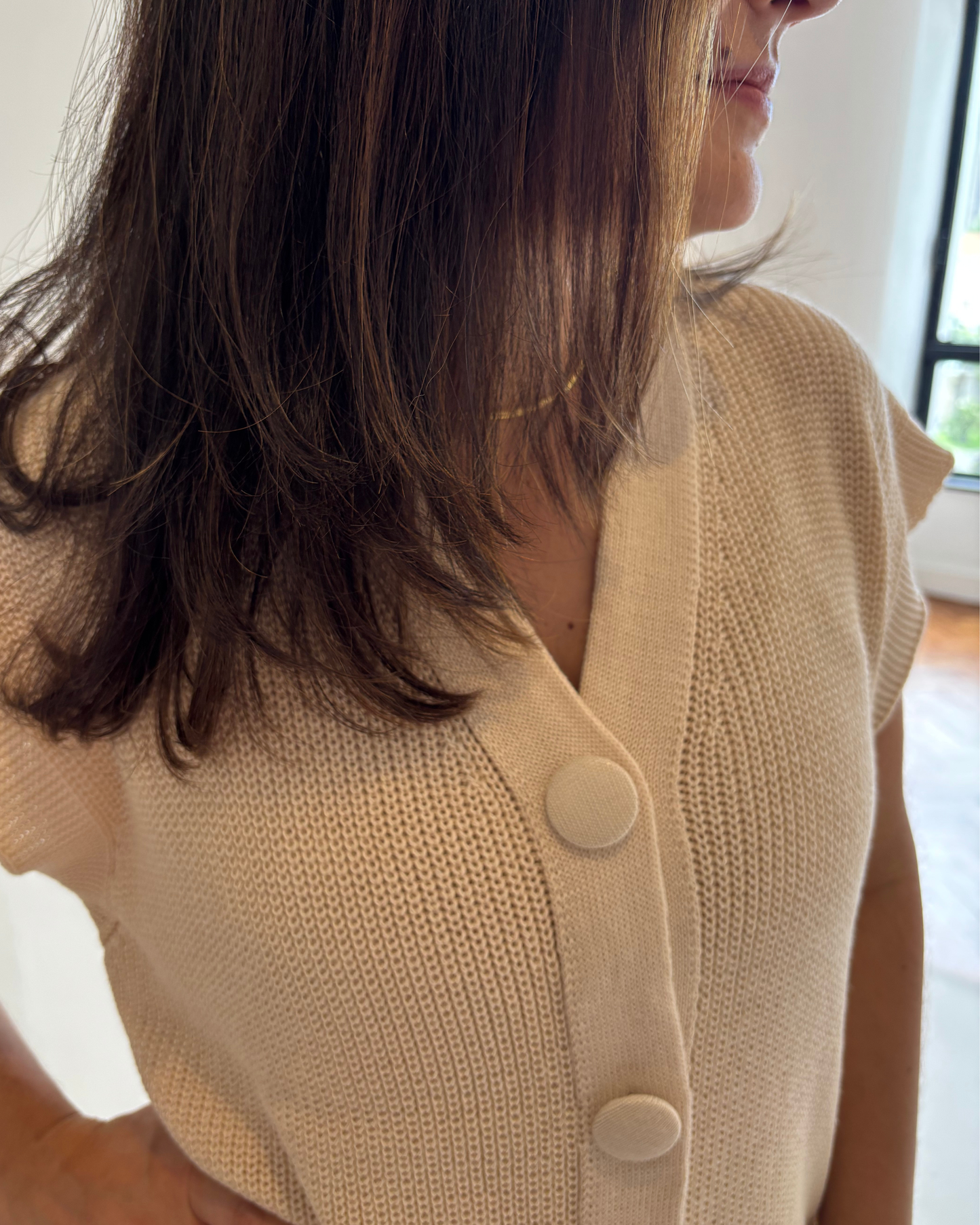 Conjunto tricot colete botões e calça Serena